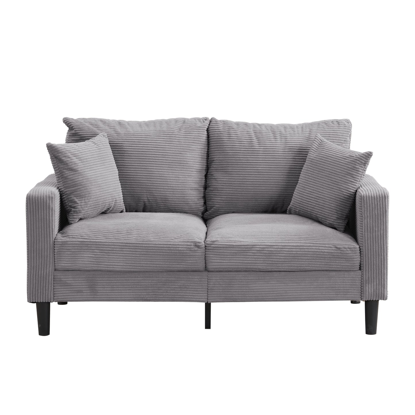 Modern Upholstered 2 Piece Sofa Set With 3 Seater And 2 Seater For Living Room - Light Gray