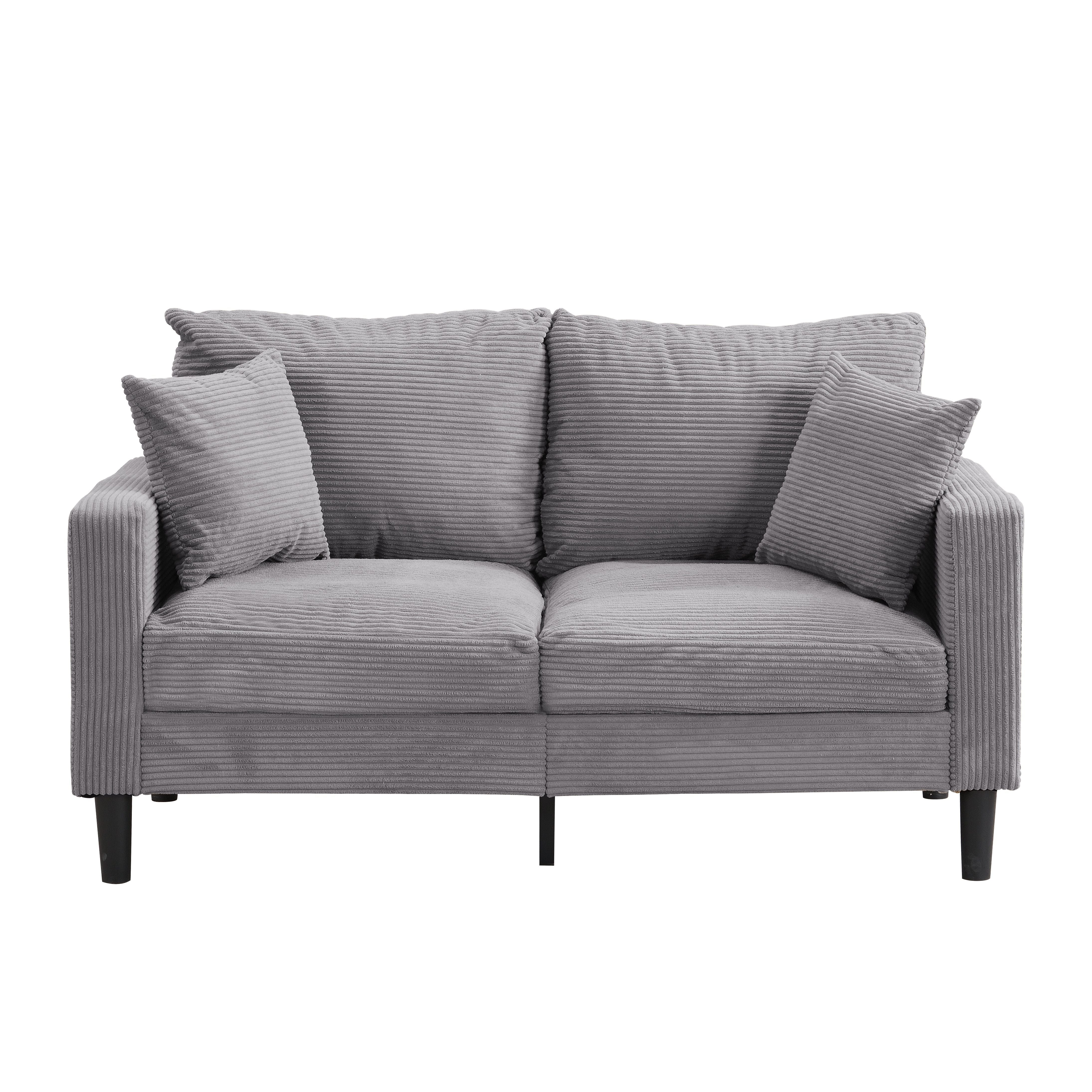 Modern Upholstered Resilience Loveseat Sofa With Wooden Frame, Comfy 2 Seat For Small Space - Light Gray