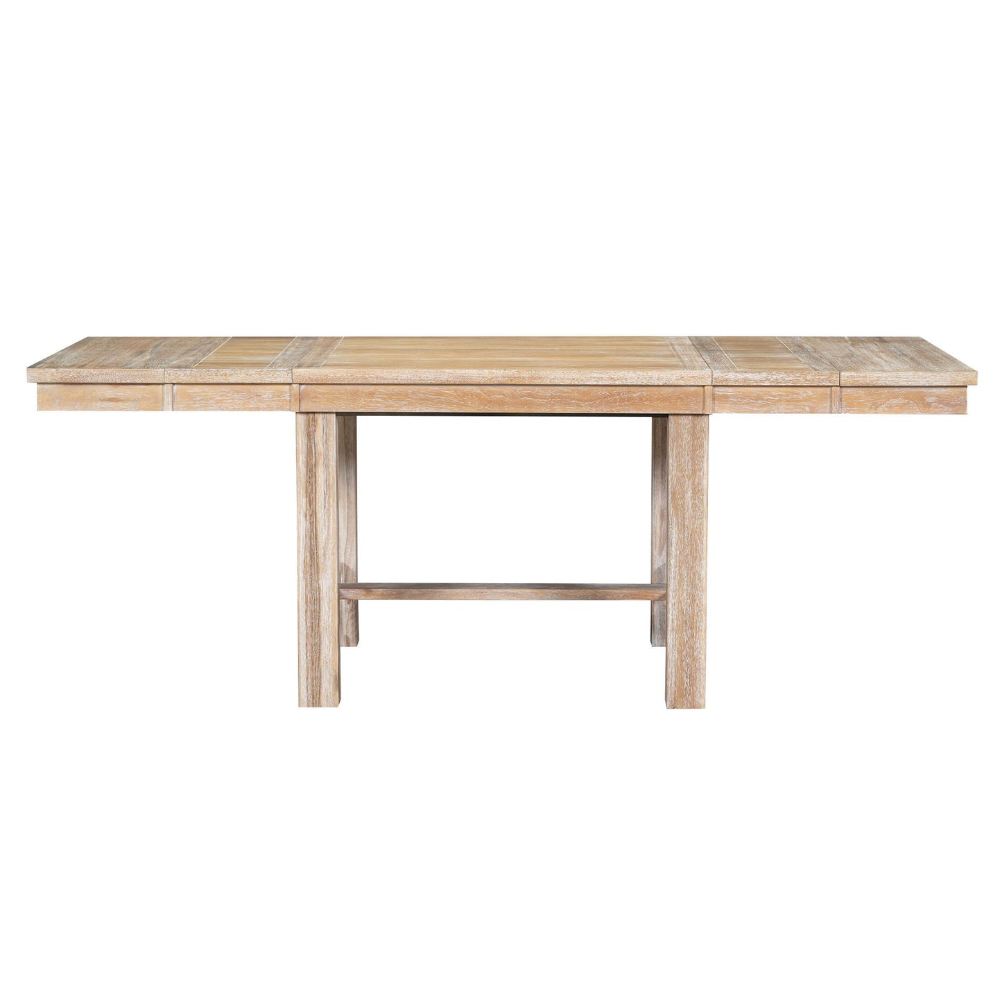 Topmax - 6 Piece Farmhouse Extendable Dining Table With Footrest, 4 Upholstered Dining Chairs And Dining Bench, Two 11" Removable Leaf - Natural / Beige