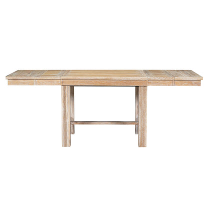 Topmax - 6 Piece Farmhouse Extendable Dining Table With Footrest, 4 Upholstered Dining Chairs And Dining Bench, Two 11" Removable Leaf - Natural / Beige