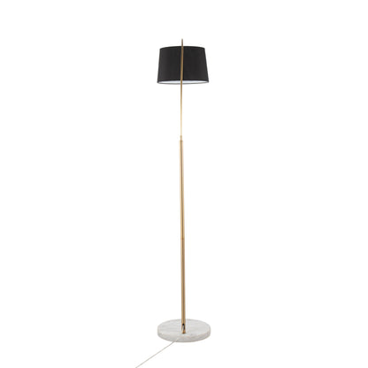 March - Contemporary Floor Lamp - Antique Brass - Black