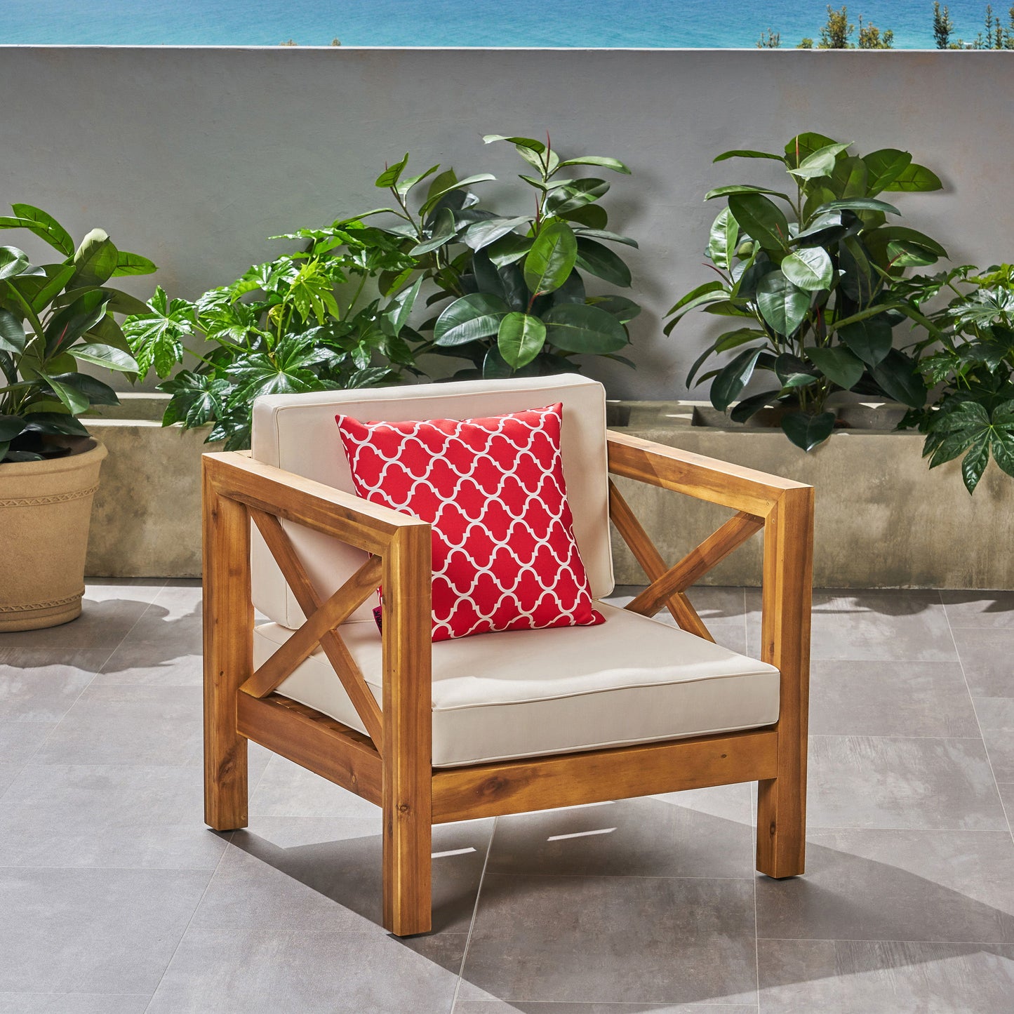 Brava - Modern Club Chair With Water Resistant Cushions - Beige