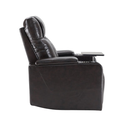 Power Motion Recliner With USB Charging Port And Hidden Arm Storage 2 Convenient Cup Holders Design And 360 Degree Swivel Tray Table - Black