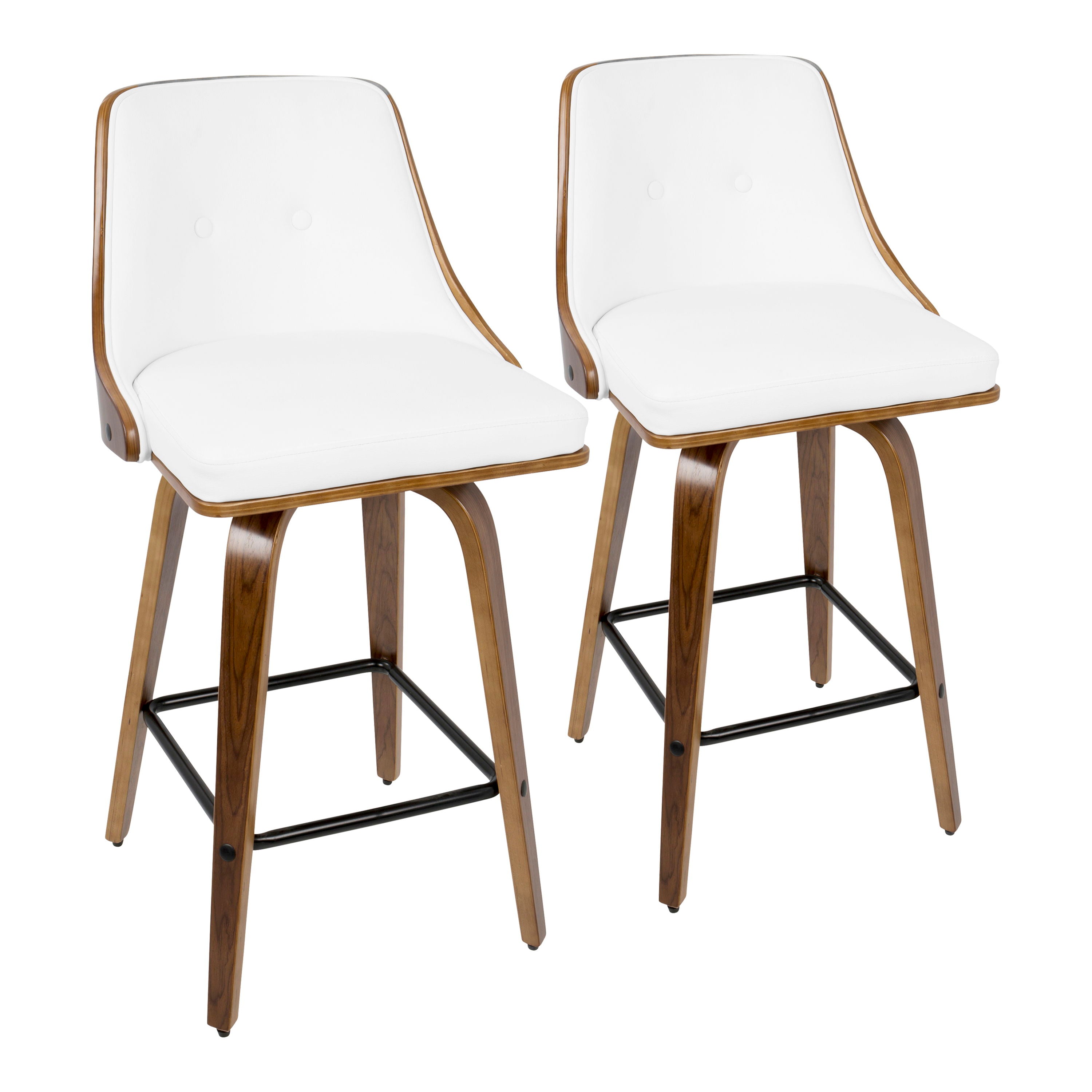 Gianna - Mid-Century Modern Counter Stool (Set of 2) - Walnut / White