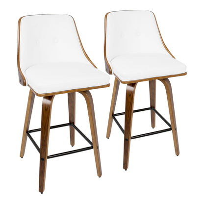 Gianna - Mid-Century Modern Counter Stool (Set of 2) - Walnut / White