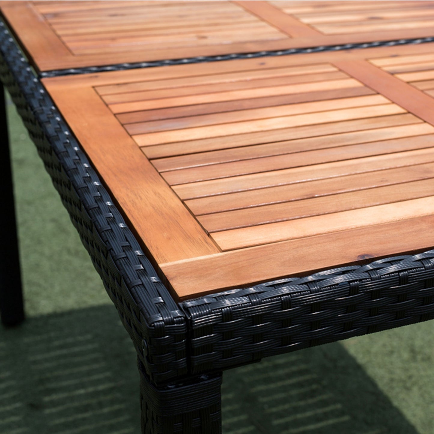 7 Piece Outdoor Patio Wicker Dining Set Patio Wicker Furniture Dining Set - Black / Cream