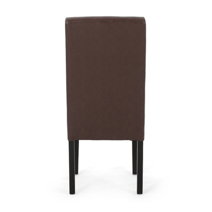 Contemporary Dining Chair (Set of 2) With Upholstery And Rubberwood Legs - Dark Brown