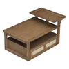 Modern Coffee Table, Coffee Table With 1 Storage Shelf, 2 Tabletops And 1 Rattan Drawer For Living Room - Dark Brown