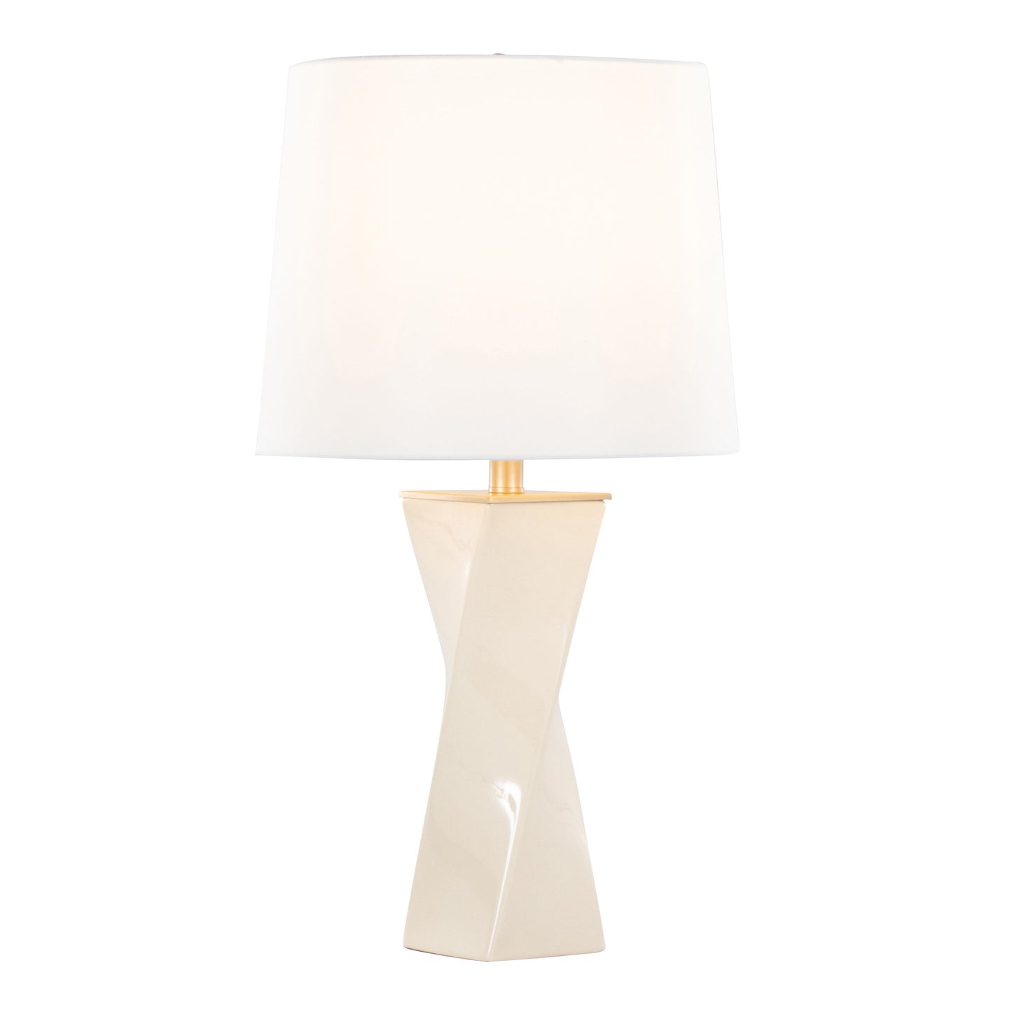 Curvo - Square Contemporary Table Lamp - Cream / Gold / White