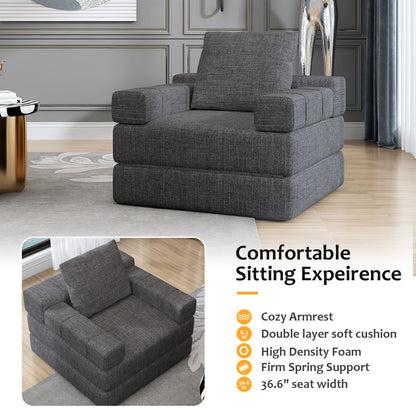 Single Sofa Chair That Converts To A Single Sofa Bed For Living Room, Guest Room, Playroom - Dark Gray