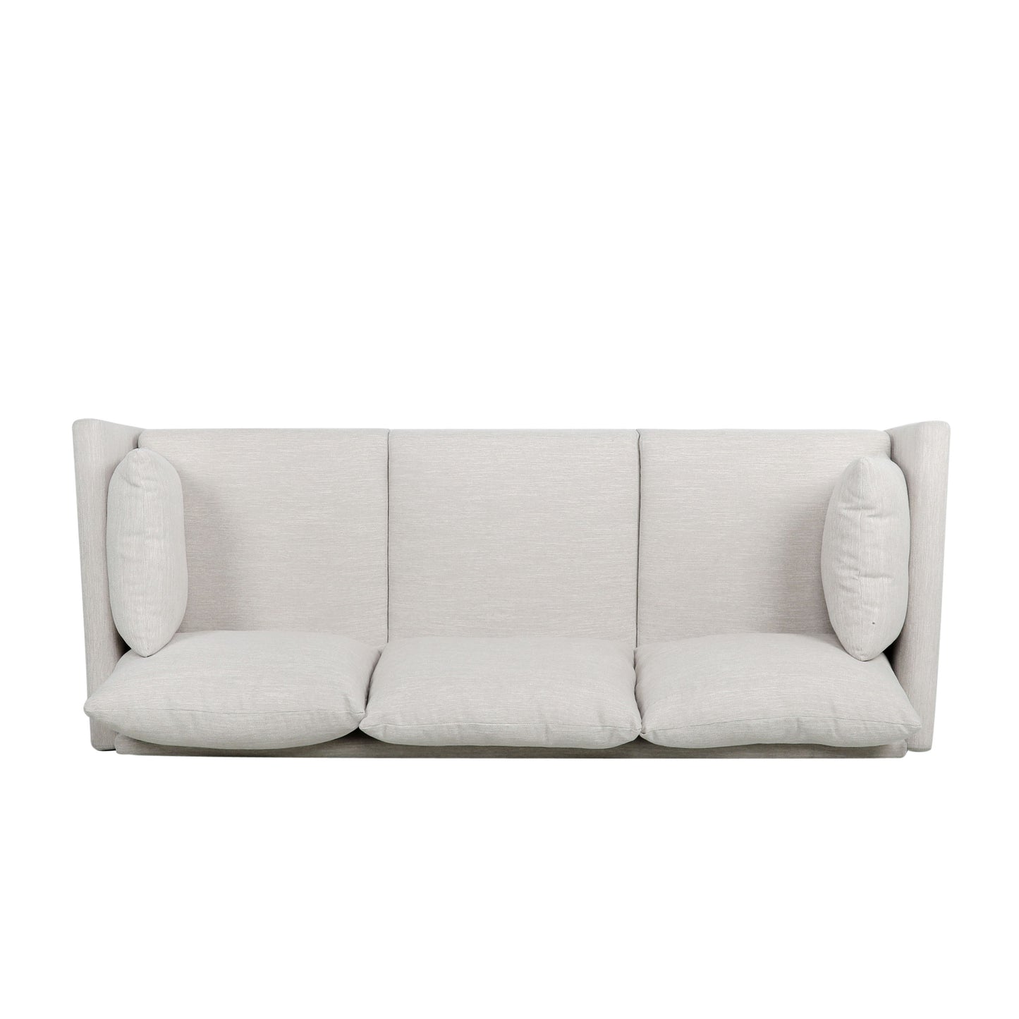 Diaphanous - Upholstered 3 Seater Sofa With 2 Accent Pillows And Wood Legs - Beige