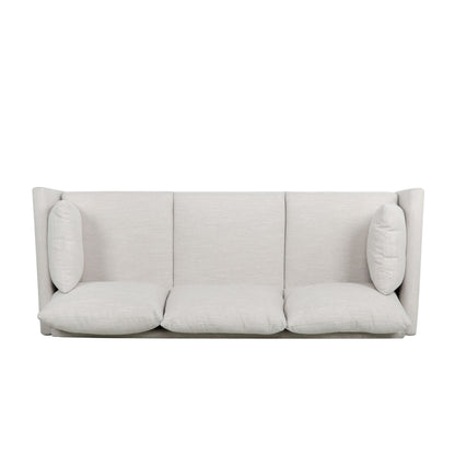 Diaphanous - Upholstered 3 Seater Sofa With 2 Accent Pillows And Wood Legs - Beige