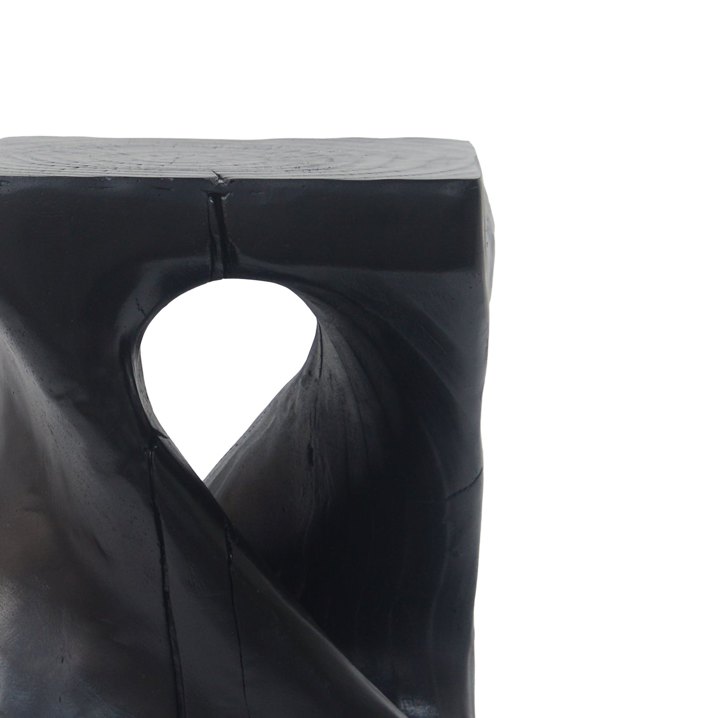 Mgo Twist Shape Side Table With Wood - Like Texture - Black
