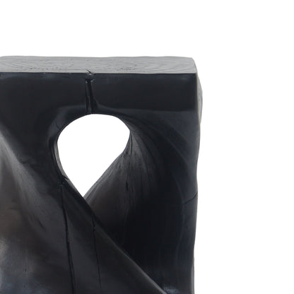 Mgo Twist Shape Side Table With Wood - Like Texture - Black