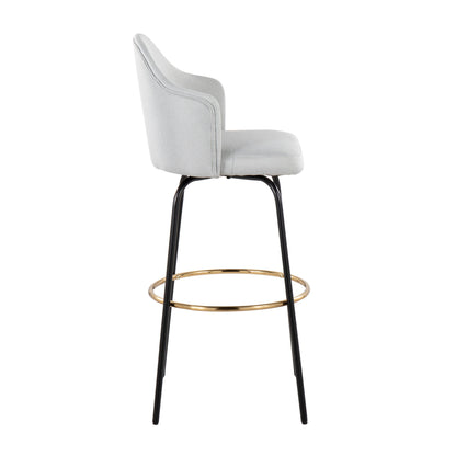 Ahoy - Contemporary Fixed Height Bar Stool Round Gold Footrest (Set of 2) - Light Gray / Black