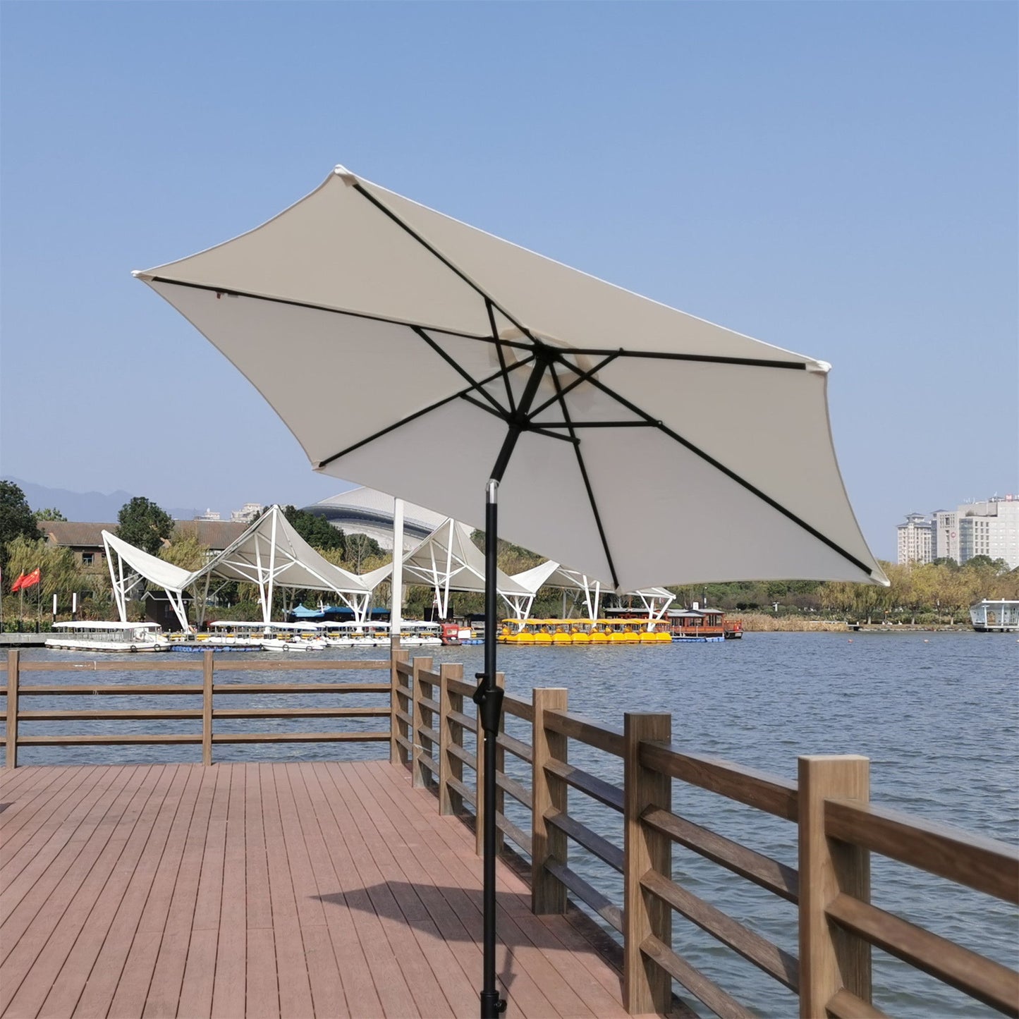 9' Pole Umbrella With Carry Bag - Creme