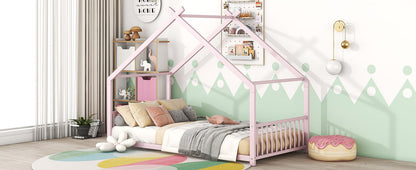 Twin Size House Bed - Pink
