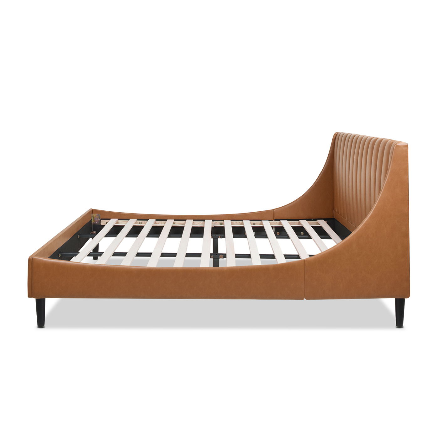 Aspen - King Vertical Tufted Headboard Platform Bed Set - Caramel Tan Brown