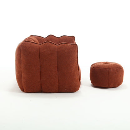 Soft Bean Bag Chair With High Resilient Foam (Chips) - Red / Brown