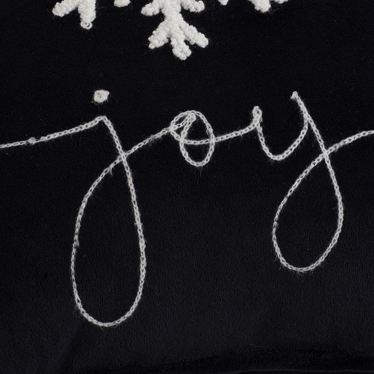 Velvet Pillow With Embroidered Joy And Frosty Snowflake, For Christmas Halloween Holiday Decor (Set of 2) - Black White