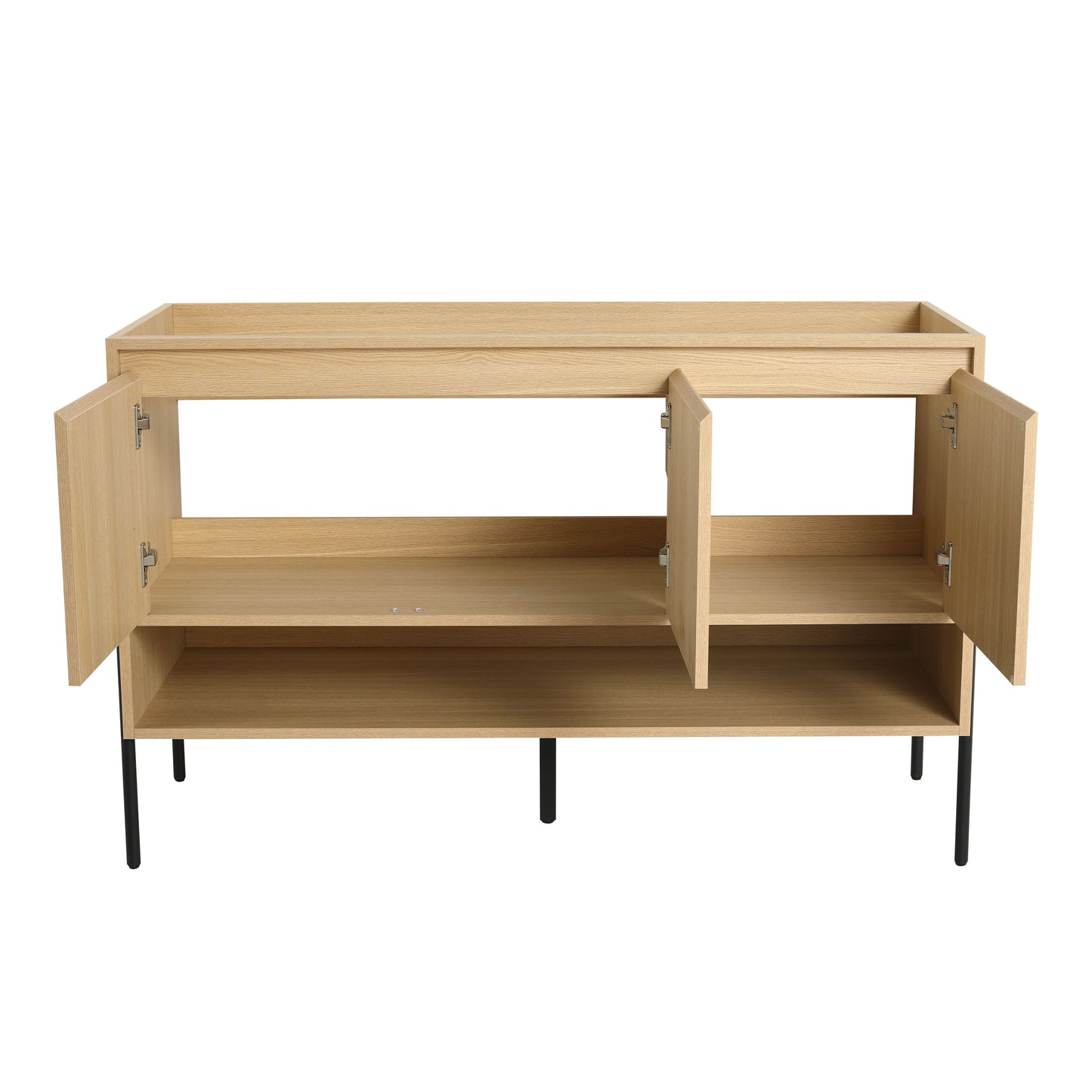 Minimalist 48" Freestanding Bathroom Vanity With 3 Soft Close Cabinet Doors - Oak