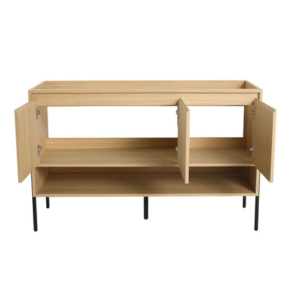 Minimalist 48" Freestanding Bathroom Vanity With 3 Soft Close Cabinet Doors - Oak