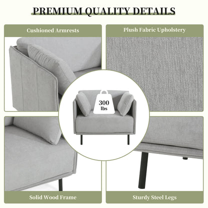 Vintage Lounge Chair With Polyester Upholstery, Solid Wood Frame & Steel Legs - Gray