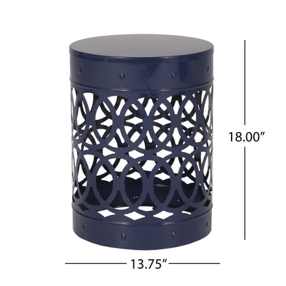 Outdoor, Metal End Table Large - Navy Blue