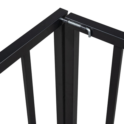 Twin Size Floor Bed Frame With Fence And Door - Black