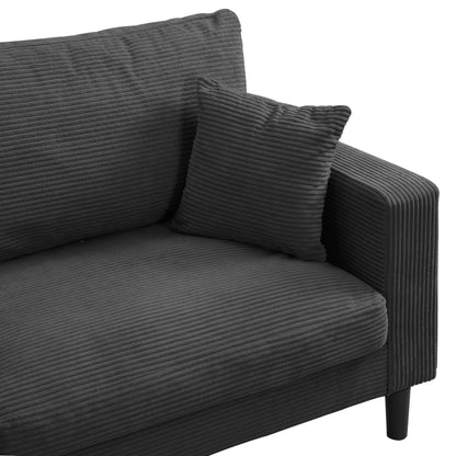 Modern Upholstered 2 Piece Sofa Set, Comfy Corduroy Living Room Furniture - Dark Gray