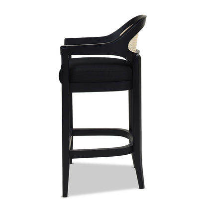 Americana - Mid-Century Modern Cane Back Counter Stool - Jet Black