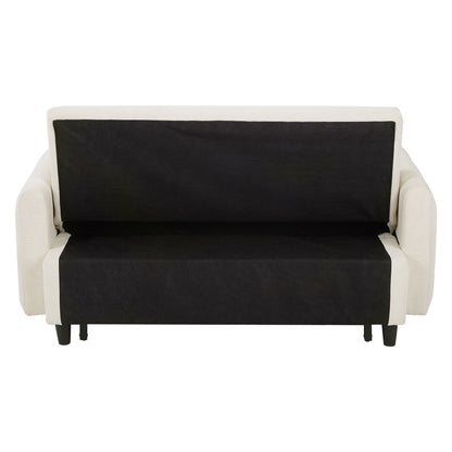 Pull Out Sofa Bed Convertible Couch 2 Seat Loveseat Sofa Modern Sleeper Sofa With 2 Throw Pillows And USB Ports For Living Room - Beige