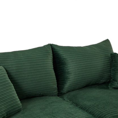 Modern Style Single Sofa Sofa Couch With Storage Space, A Movable Ottoman, Two USB Ports, Two Cup Holders, A Phone Holder For Living Room - Green