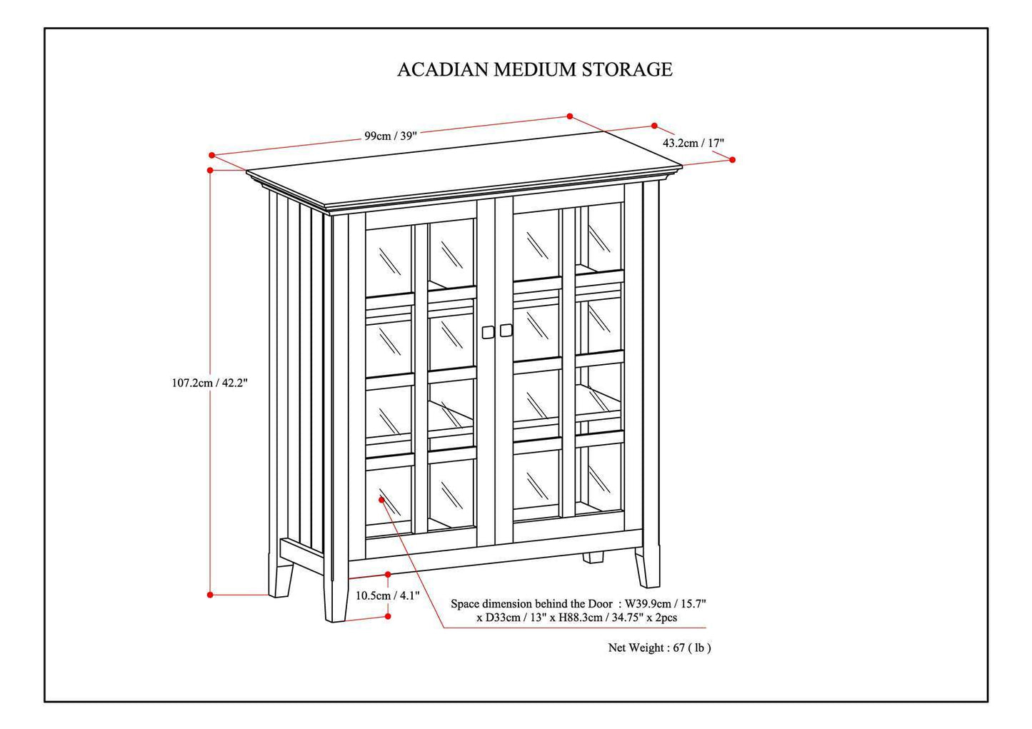 Acadian - Medium Storage Cabinet - Light Golden Brown