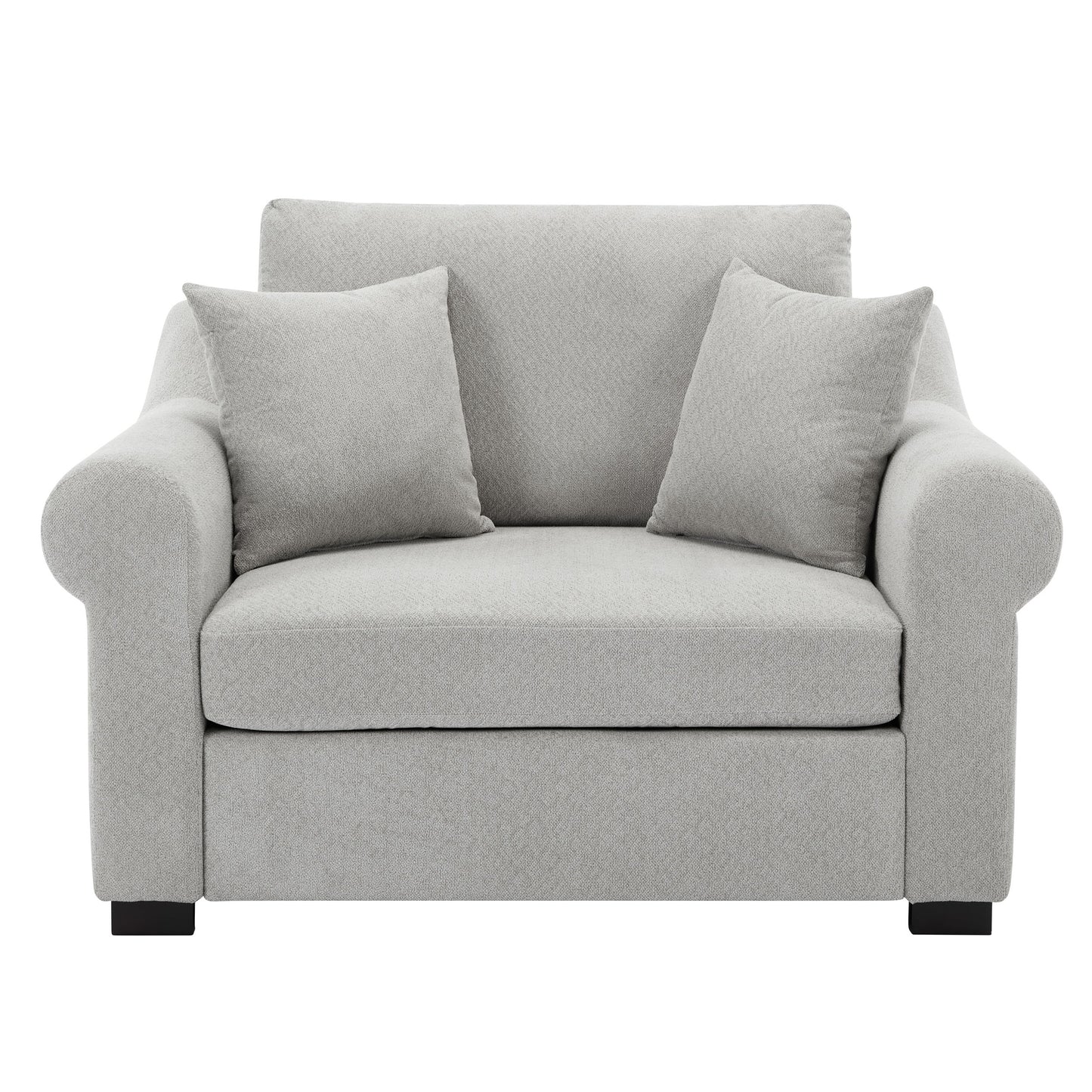 Modern Chenille Oversized Armchair, Chair And A Half, Single Sofa For Bedroom, Living Room, Wide - Light Gray