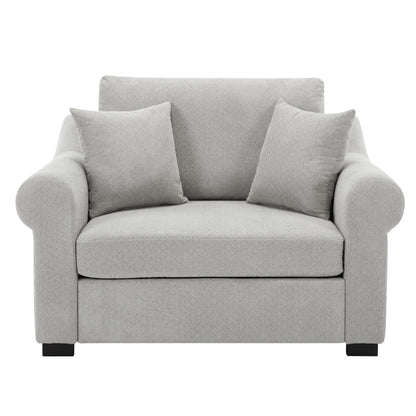 Modern Chenille Oversized Armchair, Chair And A Half, Single Sofa For Bedroom, Living Room, Wide - Light Gray
