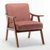 Mid Century Modern Wingback Accent Chair With Solid Wood Frame And Extra Thick Backrest - Lounge Chair For Living Room, Bedroom, Or Reading Room - Pink