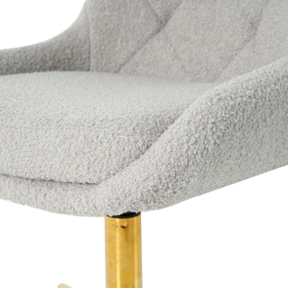 Modern Teddy Velvet Fabric Dining Chair With Gold Plated 5 Claw Legs - Gray