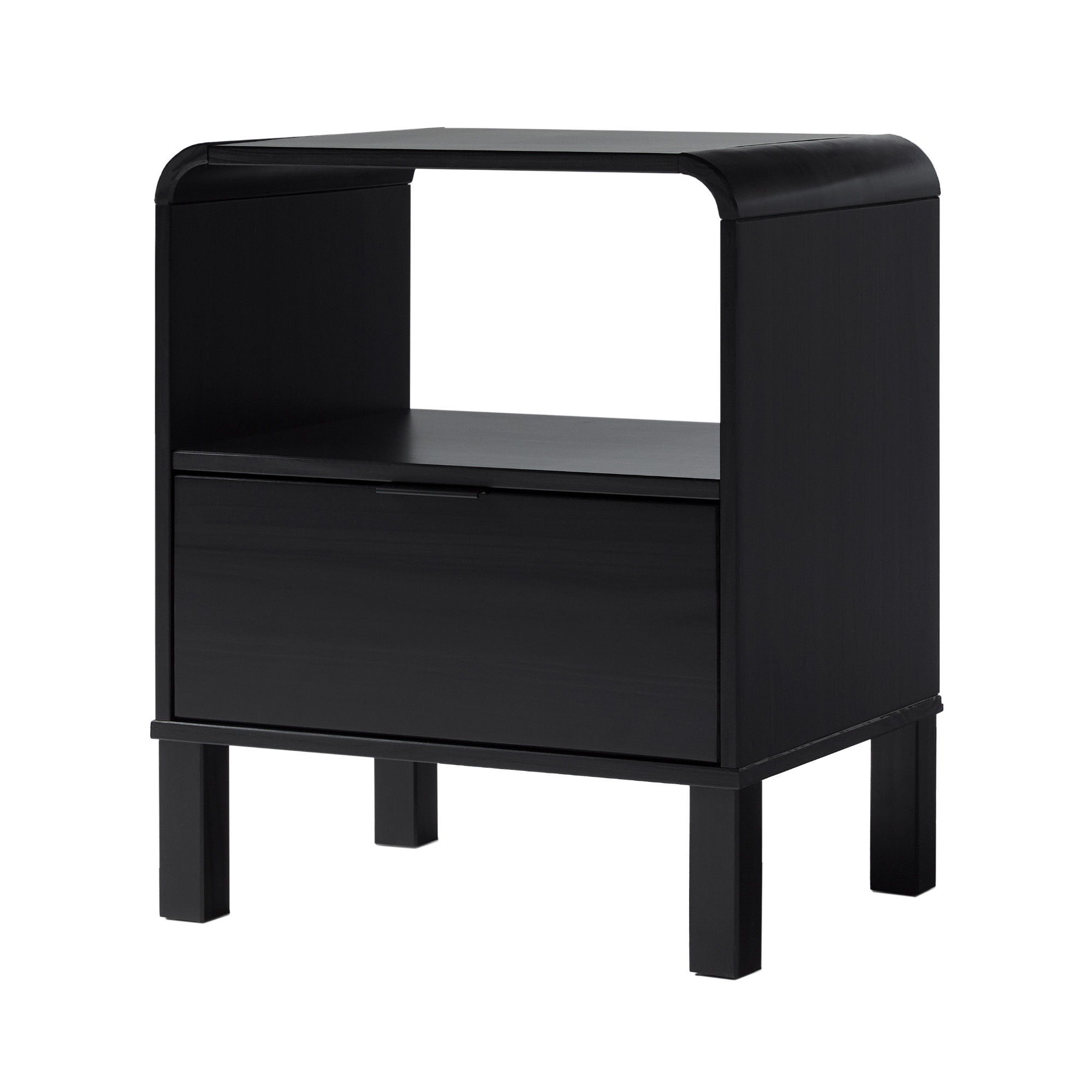Modern Minimalist Curved Top Nightstand - Black