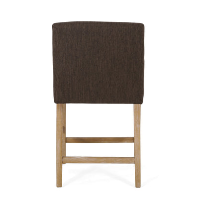 Charmed Upholstered Counter Stool With H Frame Base And Round Arms - Brown