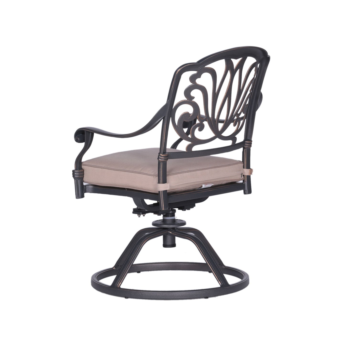 Square 8 Person 64" Long Aluminum Dining Set With Sunbrella Cushions With Swivel And Rocking Chairs - Gray / Ivory