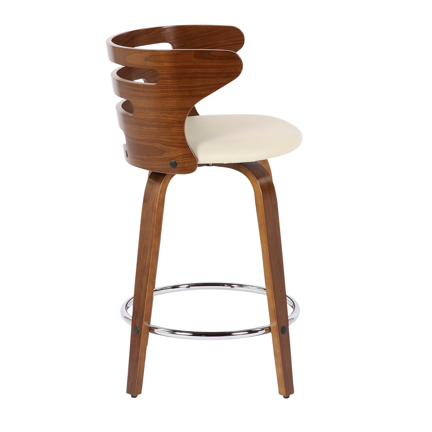 Cosini - Mid-Century Modern Counter Stool With Swivel (Set of 2) - Walnut / Cream