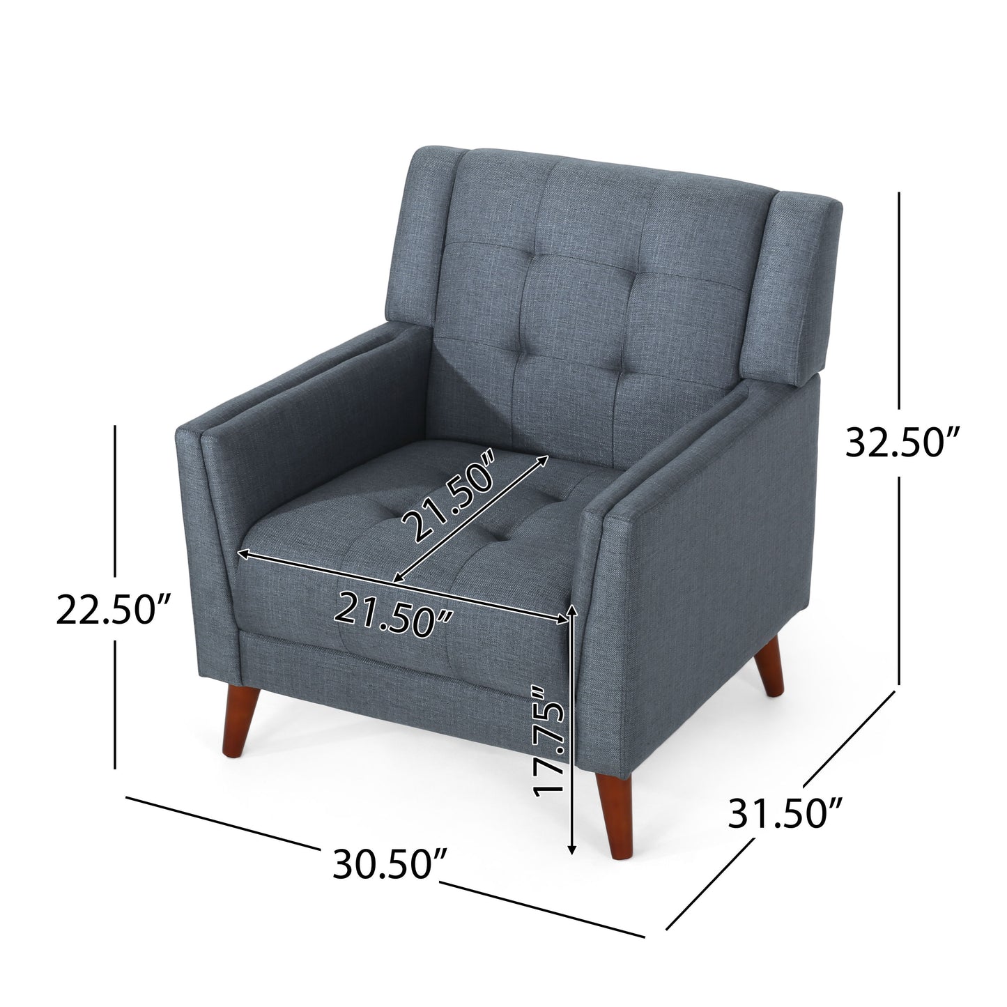 Luminaesque - Fabric Upholstered Armchair With Tufted Back - Dark Gray