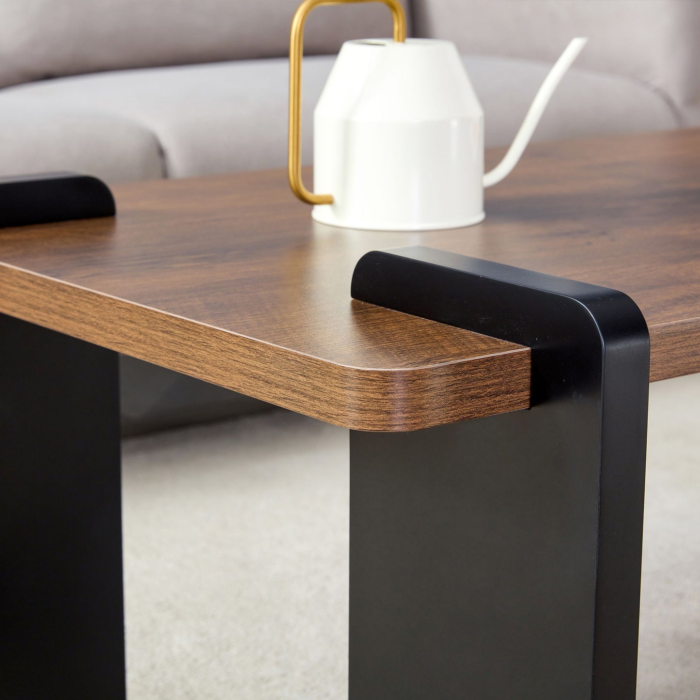 Walnut Colored Coffee Table, Suitable For Modern Minimalist Living Rooms - Walnut