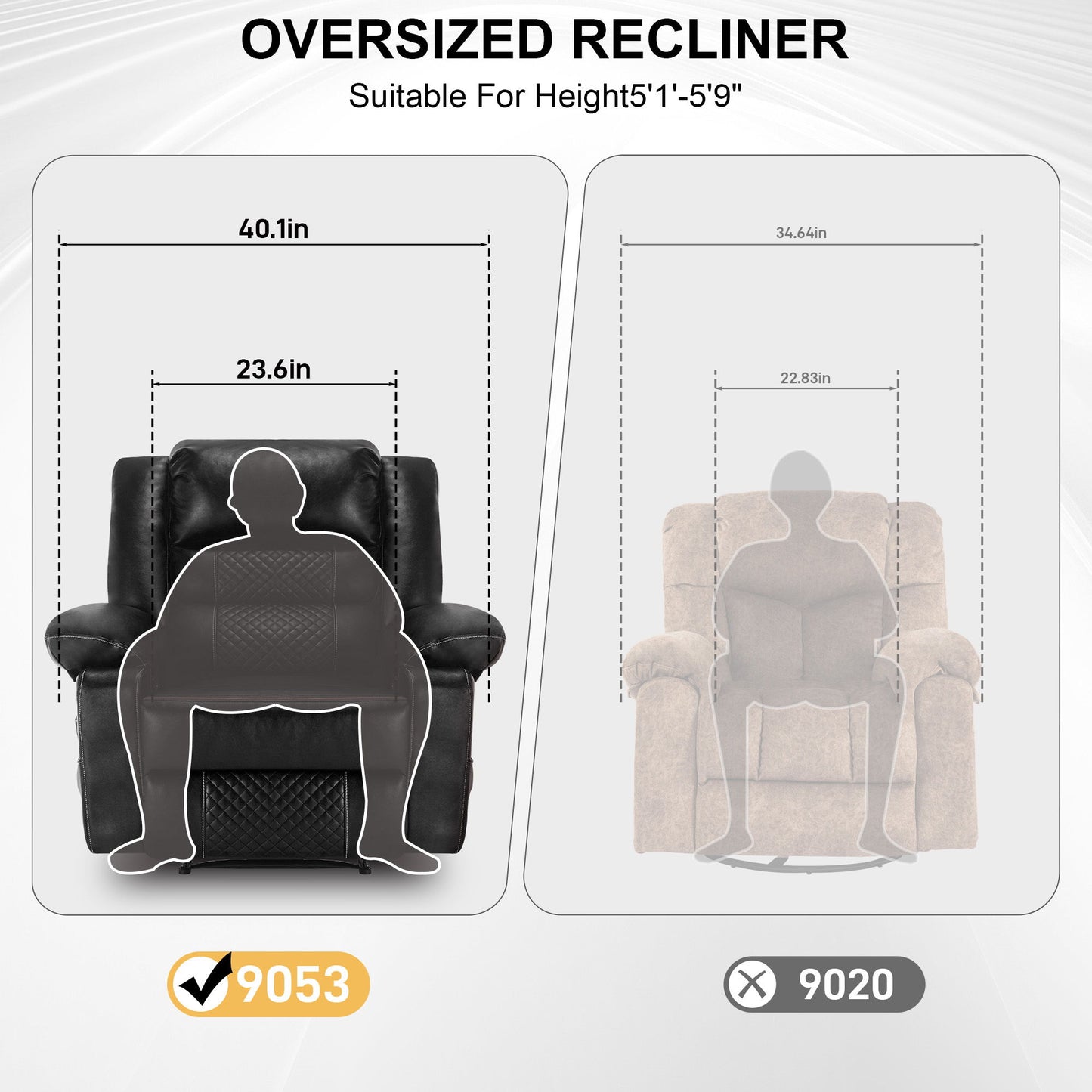Breathable Leather Massage Recliner Chair Manual Living Room Reclining Sofa - Black