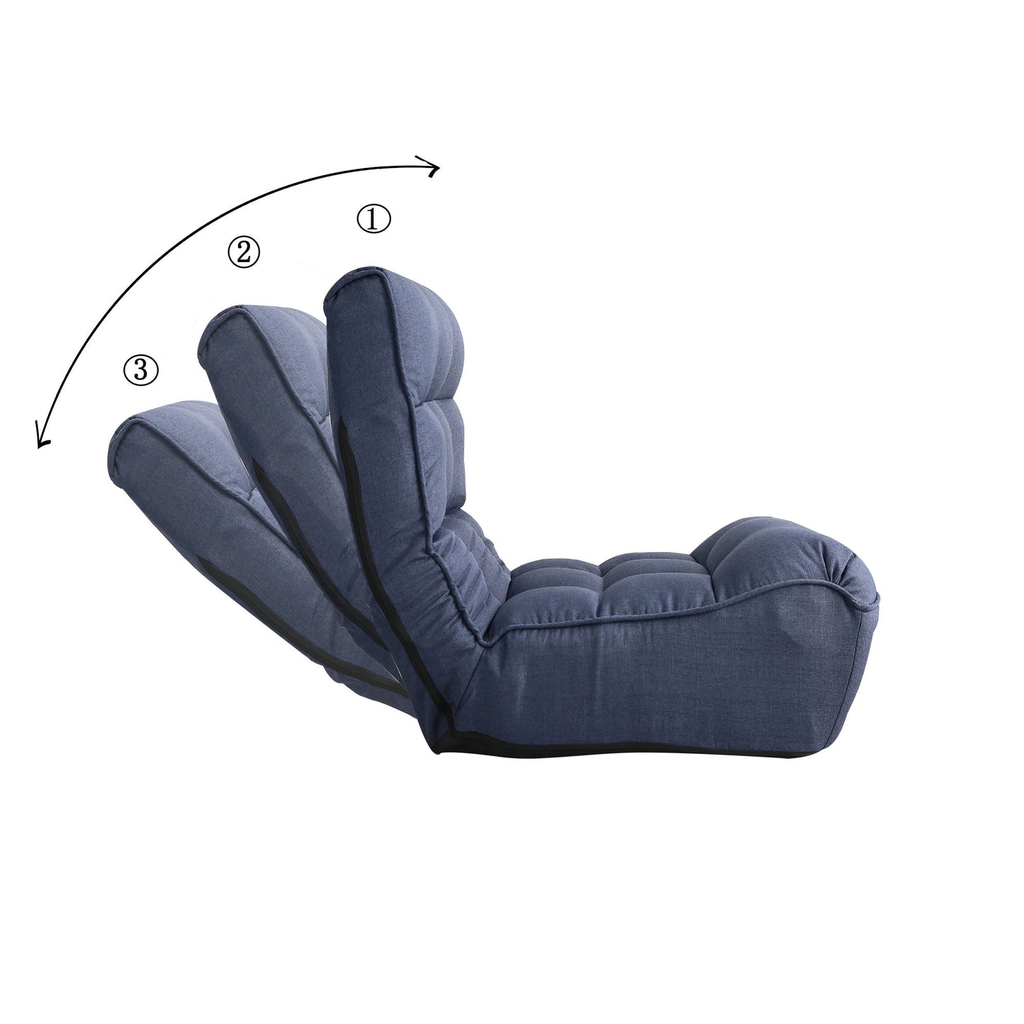 Single Sofa Reclining Japanese Chair Lazy Sofa Tatami Balcony Adjustable Chair - Navy
