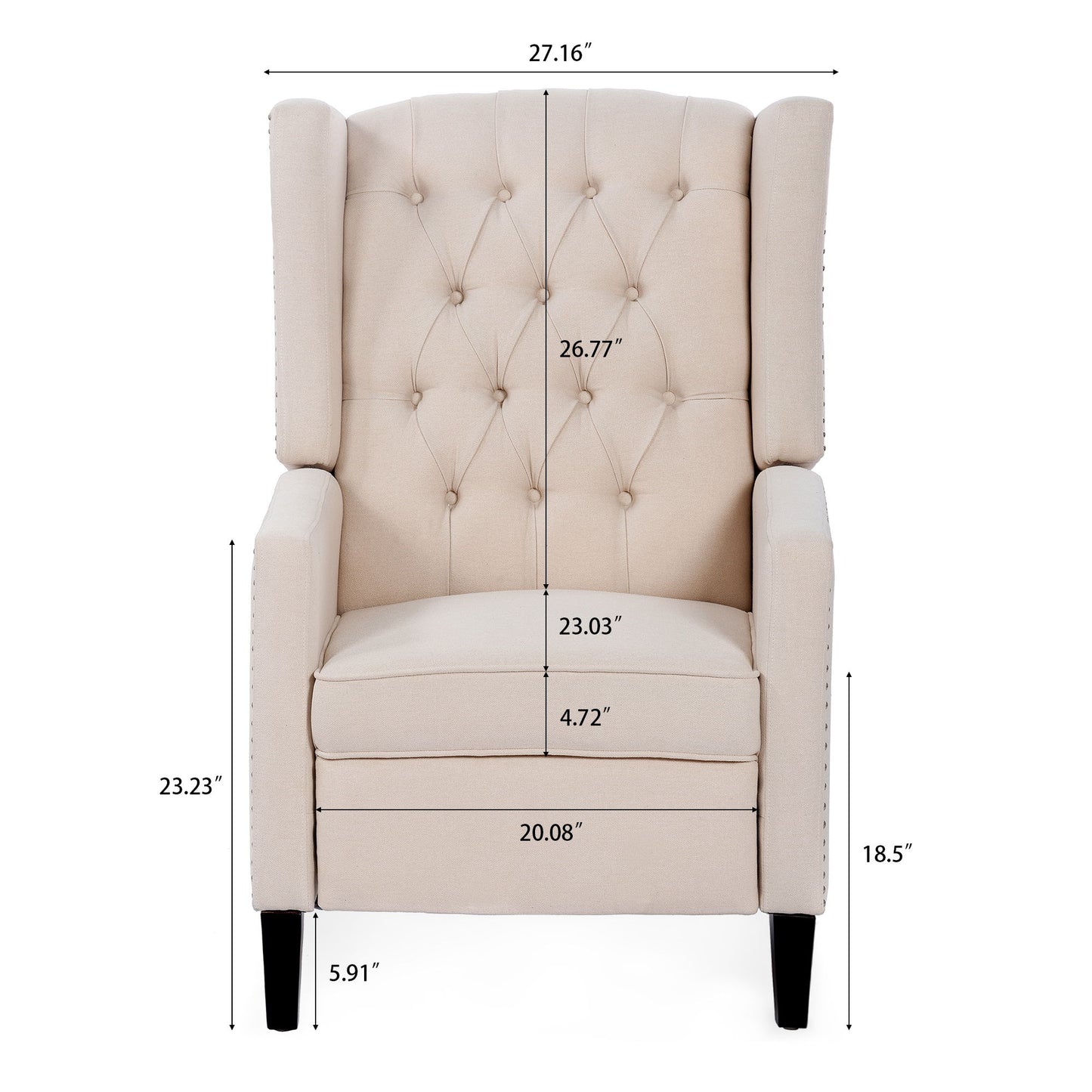 Manual Wing Chair Recliner - Beige