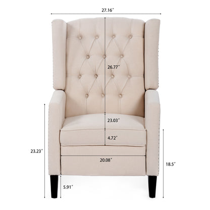 Manual Wing Chair Recliner - Beige