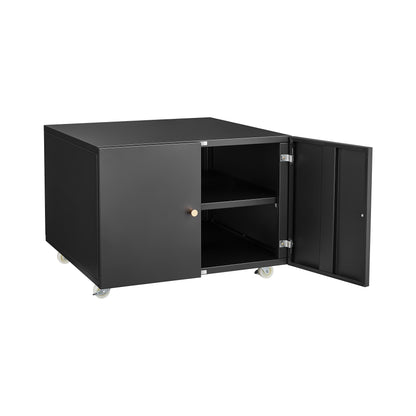26" Office Furniture Copier Cabinet 2 Door Steel Copier Stand Mobile Pedestal File Printer Stand - Black