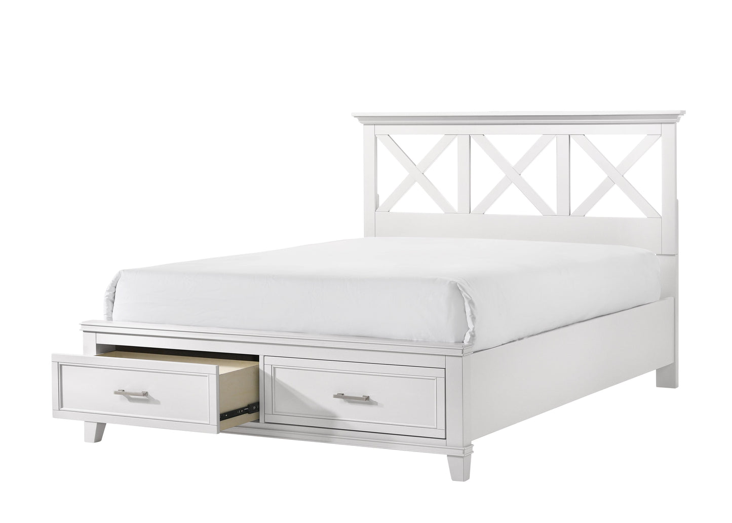 Queen X Storage Bed - White